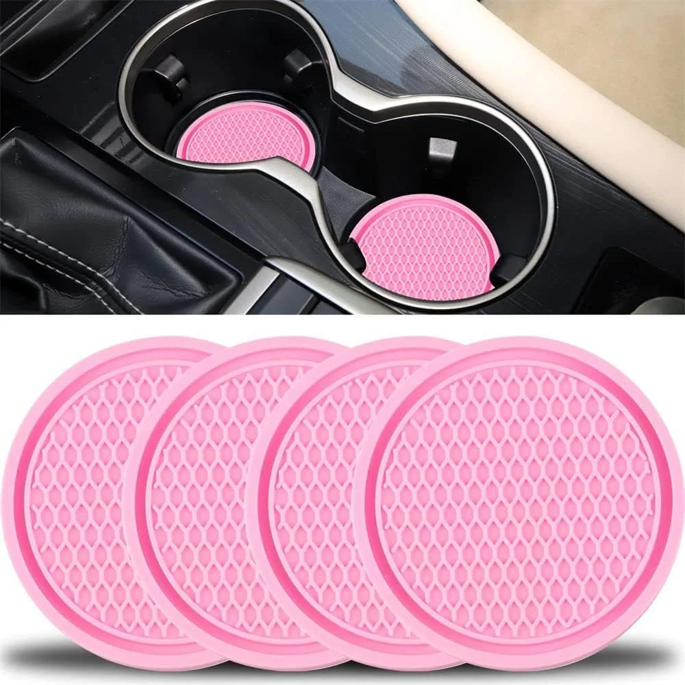 2 pieces car coasters Car PVC insulated non-slip mat Car water coasters car interior supplies